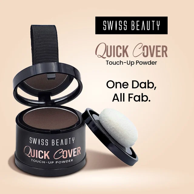 Swiss Beauty Quick Cover Touch-Up Powder Shade Mocha Brown| Covers Grey Roots & Bald Spots Instantly | Highly Pigmented | Matte Finish | Long-Lasting | For Men & Women