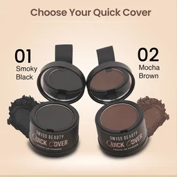 Swiss Beauty Quick Cover Touch-Up Powder Shade Mocha Brown| Covers Grey Roots & Bald Spots Instantly | Highly Pigmented | Matte Finish | Long-Lasting | For Men & Women