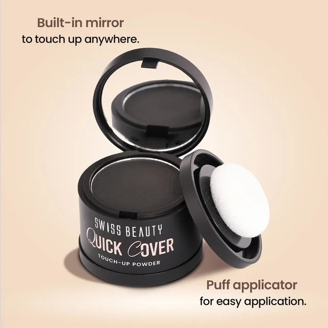 Swiss Beauty Quick Cover Touch-Up Powder Shade Mocha Brown| Covers Grey Roots & Bald Spots Instantly | Highly Pigmented | Matte Finish | Long-Lasting | For Men & Women