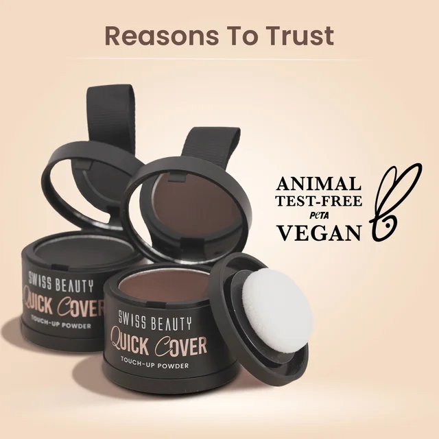 Swiss Beauty Quick Cover Touch-Up Powder Shade Mocha Brown| Covers Grey Roots & Bald Spots Instantly | Highly Pigmented | Matte Finish | Long-Lasting | For Men & Women