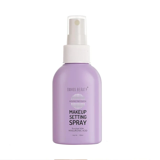 Swiss Beauty Round the Clock Makeup Setting Spray, 100ML Enriched with Hyaluronic Acid | Aloe Vera & Vitamin E | Long-Lasting, Hydrating & Non-Sticky Formula