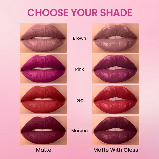 Swiss Beauty Barely Nude Duo Lipstick | Matte & High-Shine Gloss | Long-Lasting, Smudge-Proof | Lightweight & Comfortable | 2-in-1 Lipstick for Natural & Glam Looks