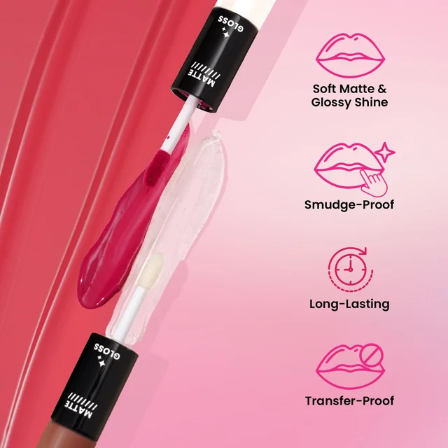Swiss Beauty Barely Nude Duo Lipstick | Matte & High-Shine Gloss | Long-Lasting, Smudge-Proof | Lightweight & Comfortable | 2-in-1 Lipstick for Natural & Glam Looks