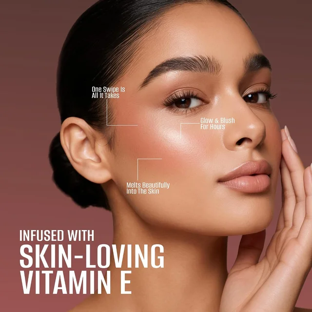Swiss Beauty Select Born To Bloom Blush + Highlighter, Rose Gold Pink with Champagne Highlighter, 3-in-1 Cream & Powder Blush, Luminous Glow, Blendable & Buildable, Vitamin E