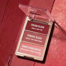 Swiss Beauty Select Born To Bloom Blush + Highlighter, Rose Gold Pink with Champagne Highlighter, 3-in-1 Cream & Powder Blush, Luminous Glow, Blendable & Buildable, Vitamin E