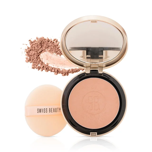 Swiss Beauty Select Born To Last Compact Powder 01 Bare Dawn | 3-in-1 Skin Perfection | Oil Control | Pore Blurring | Matte Finish | Squalane & Vitamin E