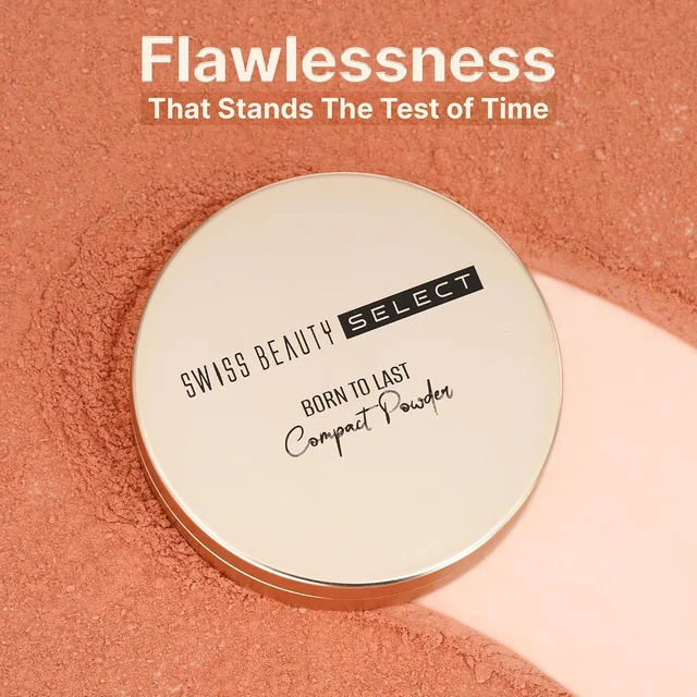 Swiss Beauty Select Born To Last Compact Powder 01 Bare Dawn | 3-in-1 Skin Perfection | Oil Control | Pore Blurring | Matte Finish | Squalane & Vitamin E