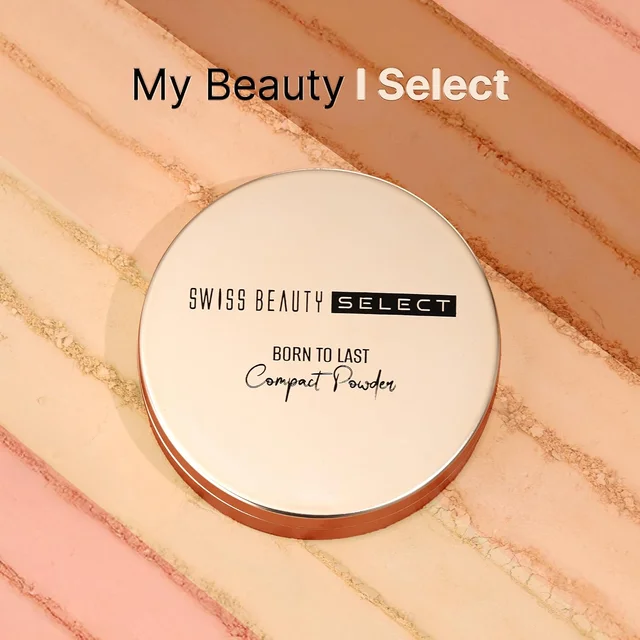 Swiss Beauty Select Born To Last Compact Powder 01 Bare Dawn | 3-in-1 Skin Perfection | Oil Control | Pore Blurring | Matte Finish | Squalane & Vitamin E