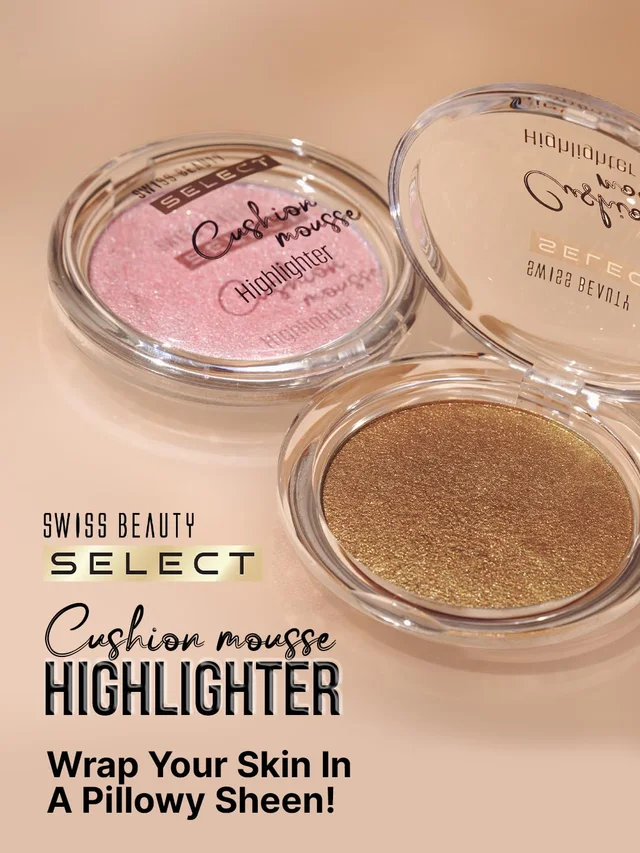 Swiss Beauty Select Cushion Mousse Highlighter 10g Shade 4 Gold Rush | Lit-From-Within Radiance | Glowy Dewy Finish | Lightweight Mousse Formula with Macadamia Oil