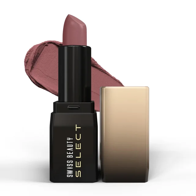 Swiss Beauty Select Dare To Matte Creamy Lipstick 3.8g, Shade Antique Nude | Velvety Matte Finish | Vitamin E Enriched | Long Lasting | Smooth & Creamy Formula