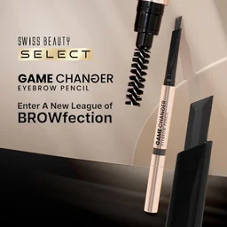Swiss Beauty Select Game Changer Eyebrow Pencil 0.35g Shade 1 Ash Brown | Sword Tip Applicator with Spoolie | Long Lasting Pigmented Brow Definer | Precision Fill
