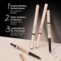 Swiss Beauty Select Game Changer Eyebrow Pencil 0.35g Shade 1 Ash Brown | Sword Tip Applicator with Spoolie | Long Lasting Pigmented Brow Definer | Precision Fill