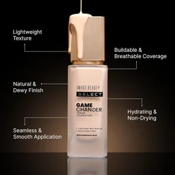 Swiss Beauty Select Game Changer Foundation Lightweight With Serum 35g | Shade Golden Toffee | Natural Dewy Finish, Lightweight Serum Formula, Buildable Coverage