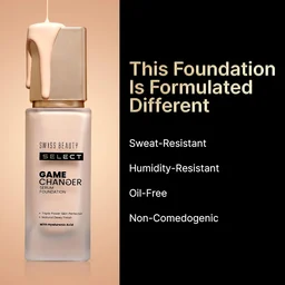 Swiss Beauty Select Game Changer Foundation Lightweight With Serum 35g | Shade Golden Toffee | Natural Dewy Finish, Lightweight Serum Formula, Buildable Coverage