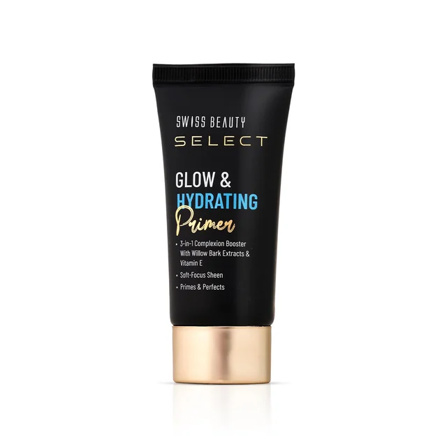 Swiss Beauty Select Glow & Hydrating Primer 25ml | Vitamin E & Witch Hazel Enriched Makeup Base for Radiant | Dewy Skin, Long-Lasting Hydration | Smooth Texture & Natural Glow
