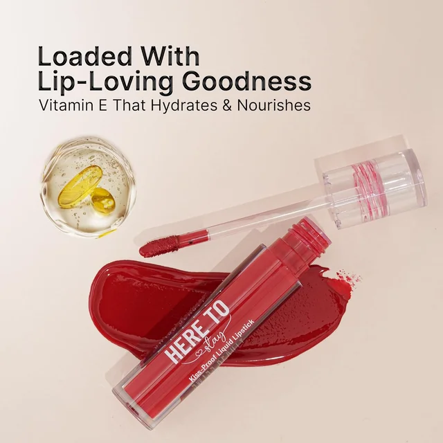 Swiss Beauty Select Here To Stay Liquid Matte Lipstick 3ml with Shade 17 Ruby Flame | Kiss-Proof Formula | Non-Transfer & Smudgeproof | 12-18 Hrs Stay