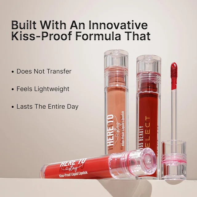 Swiss Beauty Select Here To Stay Liquid Matte Lipstick 3ml with Shade 17 Ruby Flame | Kiss-Proof Formula | Non-Transfer & Smudgeproof | 12-18 Hrs Stay
