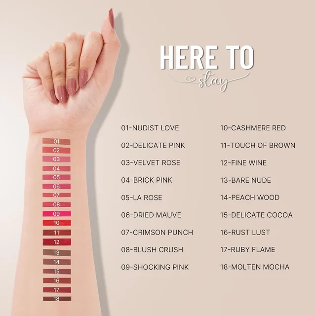 Swiss Beauty Select Here To Stay Liquid Matte Lipstick 3ml with Shade 17 Ruby Flame | Kiss-Proof Formula | Non-Transfer & Smudgeproof | 12-18 Hrs Stay