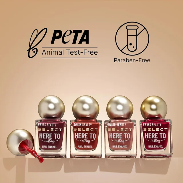 Swiss Beauty Select Here to Stay Nail Enamel 12ml 22 Ruby Wine | High Gloss Finish | Waterproof, Long-Lasting, Non-Staining & Chip-Resistant Nail Polish