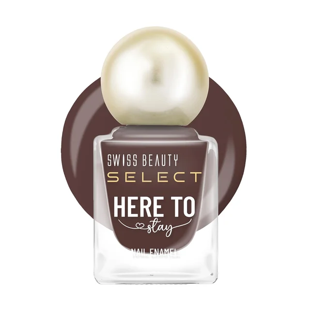 Swiss Beauty Select Here to Stay Nail Enamel 12ml 15 Burnt Coco | High Gloss Finish | Waterproof, Long-Lasting, Non-Staining & Chip-Resistant Nail Polish