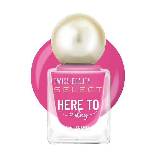 Swiss Beauty Select Here to Stay Nail Enamel 12ml 08 Wild Pink | High Gloss Finish | Waterproof, Long-Lasting, Non-Staining & Chip-Resistant Nail Polish