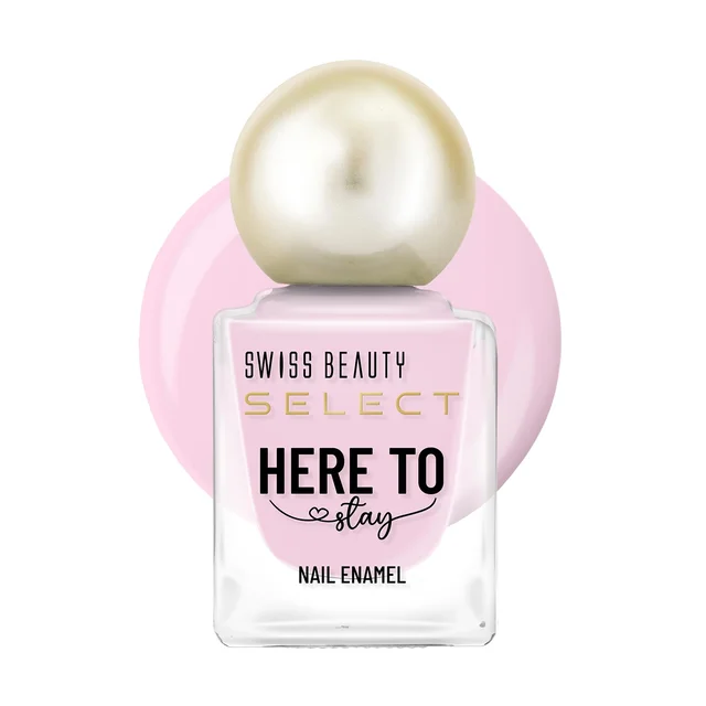 Swiss Beauty Select Here to Stay Nail Enamel 12ml 01 Pink Puff | High Gloss Finish | Waterproof, Long-Lasting, Non-Staining & Chip-Resistant Nail Polish