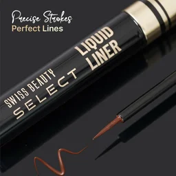 Swiss Beauty Select Here To Stay Semi-Matte Liquid Waterproof Eyeliner 3ml with Shade 03 Mood Brown | Precise Pointed Tip | Smudge-Proof & Transfer-Proof