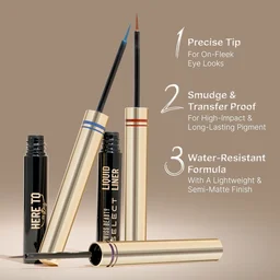 Swiss Beauty Select Here To Stay Semi-Matte Liquid Waterproof Eyeliner 3ml with Shade 03 Mood Brown | Precise Pointed Tip | Smudge-Proof & Transfer-Proof