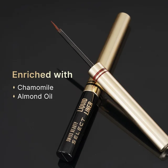 Swiss Beauty Select Here To Stay Semi-Matte Liquid Waterproof Eyeliner 3ml with Shade 03 Mood Brown | Precise Pointed Tip | Smudge-Proof & Transfer-Proof