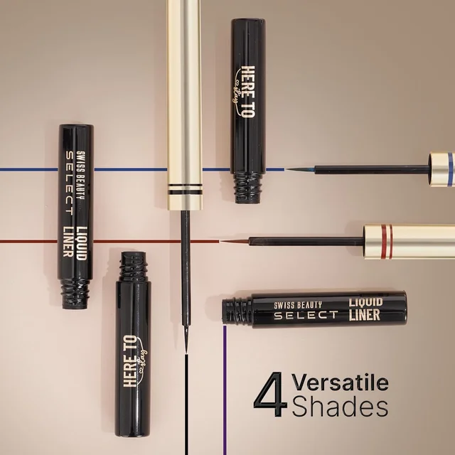Swiss Beauty Select Here To Stay Semi-Matte Liquid Waterproof Eyeliner 3ml with Shade 03 Mood Brown | Precise Pointed Tip | Smudge-Proof & Transfer-Proof