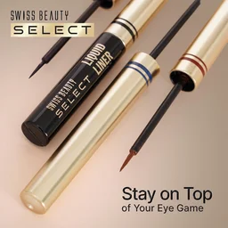 Swiss Beauty Select Here To Stay Semi-Matte Liquid Waterproof Eyeliner 3ml with Shade 03 Mood Brown | Precise Pointed Tip | Smudge-Proof & Transfer-Proof