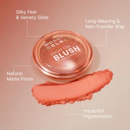 Swiss Beauty Select High on Blush 8g Pretty Peach | Natural Matte Finish | Long-Lasting & Non-Transferrable | Enriched with Vitamin E & Rose Oil
