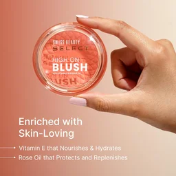 Swiss Beauty Select High on Blush 8g Pretty Peach | Natural Matte Finish | Long-Lasting & Non-Transferrable | Enriched with Vitamin E & Rose Oil