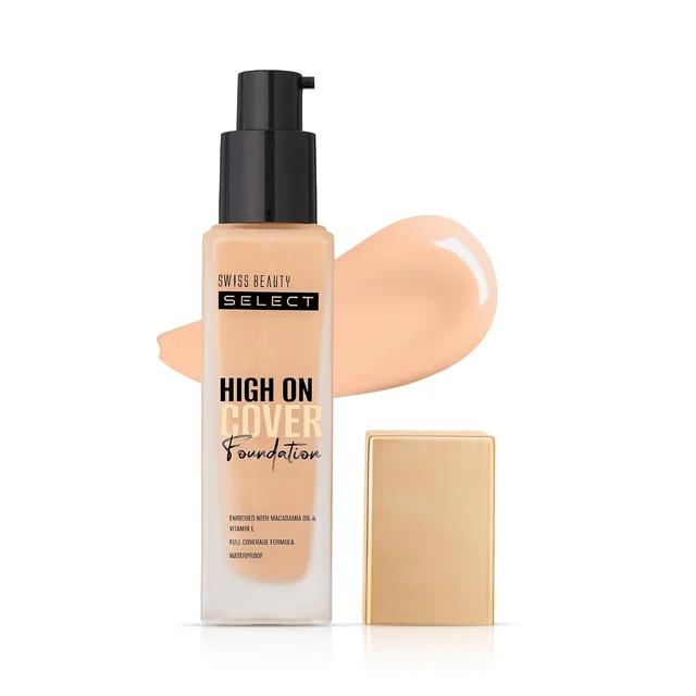 Swiss Beauty Select High On Cover Foundation 39ml, 04 Cool Oat | Full Coverage | Waterproof | Lightweight | Blendable & Buildable | Macadamia Oil & Vitamin E
