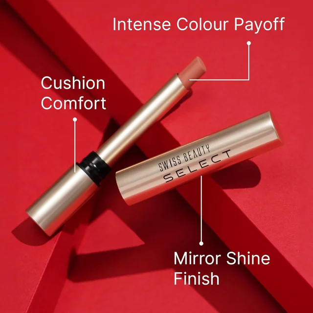 Swiss Beauty Select High On Shine Creamy Lipstick 05 Royale Red| Mirror-Shine Glossy Finish | Creamy Hydrating Formula with Vitamin E
