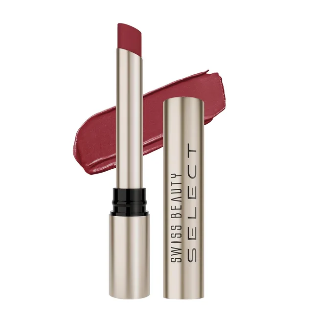 Swiss Beauty Select High On Shine Creamy Lipstick 16 Crimson Addict| Mirror-Shine Glossy Finish | Creamy Hydrating Formula with Vitamin E