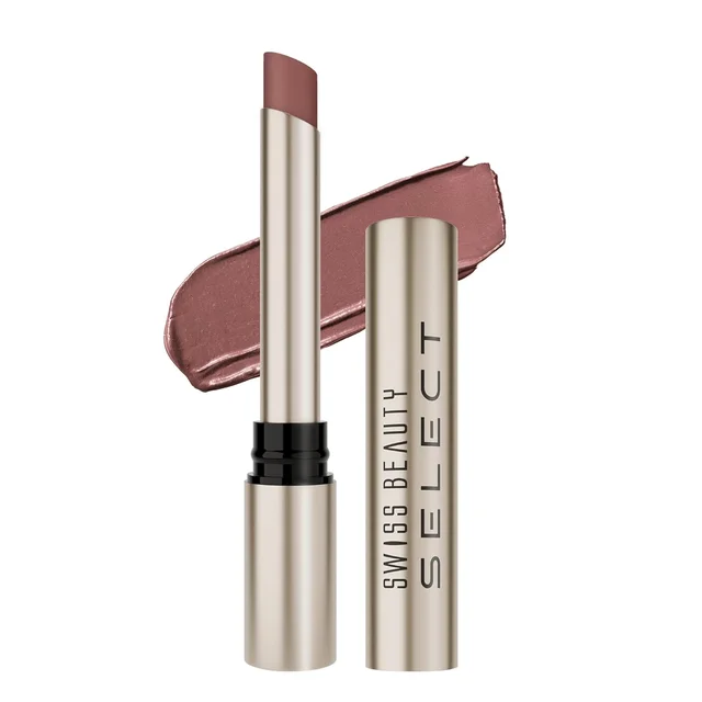 Swiss Beauty Select High On Shine Creamy Lipstick 14 Daring Brown| Mirror-Shine Glossy Finish | Creamy Hydrating Formula with Vitamin E