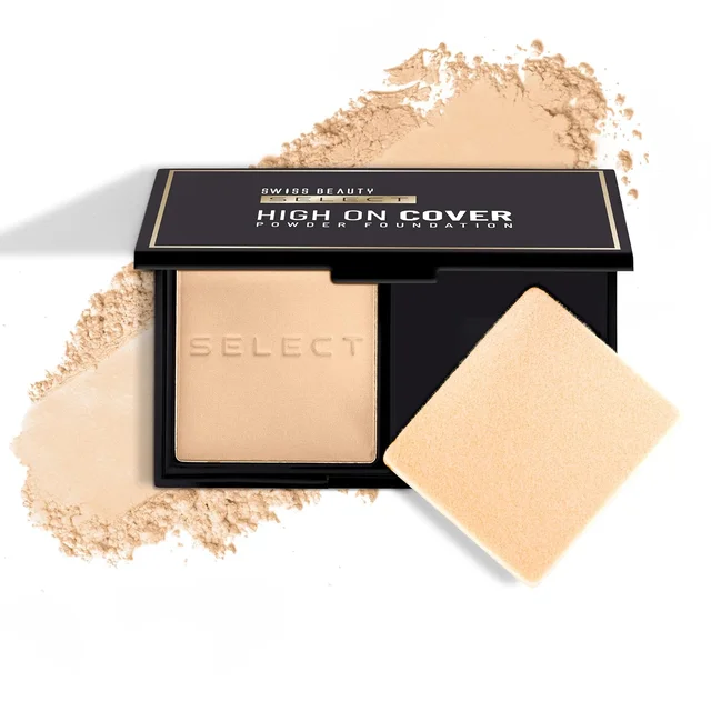Swiss Beauty Select Matte High On Cover Powder Foundation 5.5g | Shade 05 Classic Sand | Waterproof & Oil Controlling | 16-Hour Long Wear | With Sponge