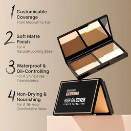 Swiss Beauty Select Matte High On Cover Powder Foundation 5.5g | Shade 04 Natural Buff | Waterproof & Oil Controlling | 16-Hour Long Wear | With Sponge