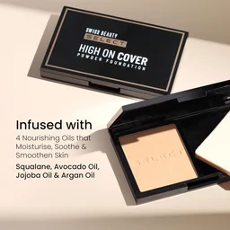 Swiss Beauty Select Matte High On Cover Powder Foundation 5.5g | Shade 04 Natural Buff | Waterproof & Oil Controlling | 16-Hour Long Wear | With Sponge