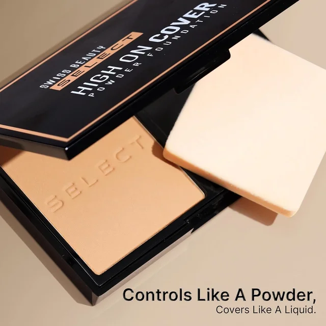 Swiss Beauty Select Matte High On Cover Powder Foundation 5.5g | Shade 04 Natural Buff | Waterproof & Oil Controlling | 16-Hour Long Wear | With Sponge