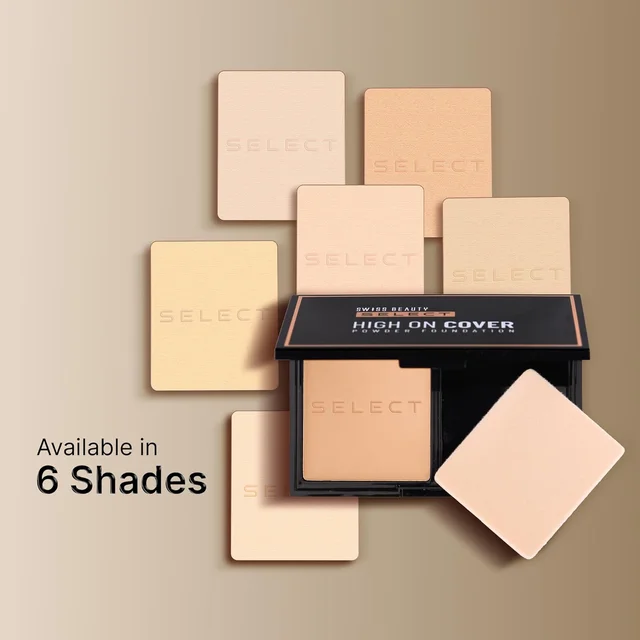 Swiss Beauty Select Matte High On Cover Powder Foundation 5.5g | Shade 04 Natural Buff | Waterproof & Oil Controlling | 16-Hour Long Wear | With Sponge
