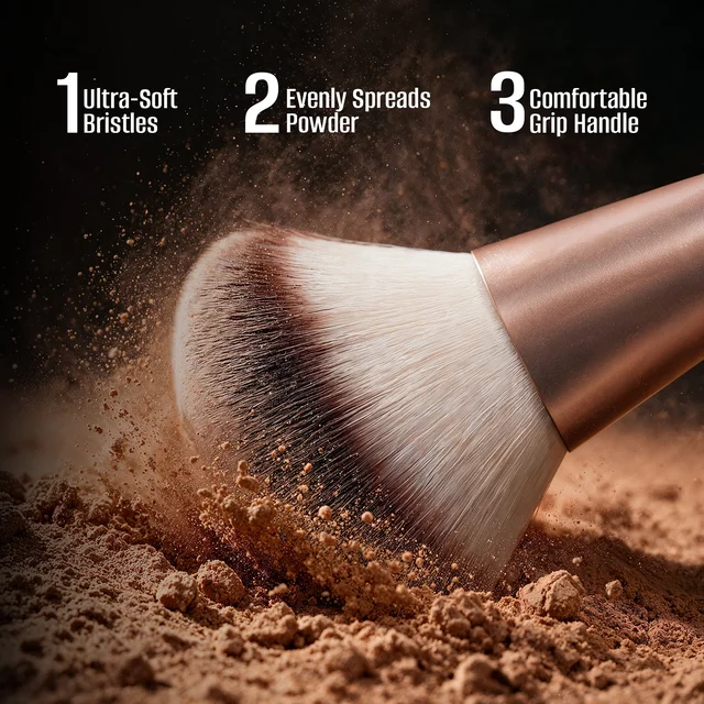 Swiss Beauty Select Powder Brush | Soft & Dense Bristles | Flawless Application of Loose & Pressed Powder | Makeup Brush for Face, Setting & Blending