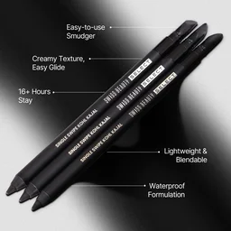 Swiss Beauty Select Single Swipe Kohl Kajal 1.2gm | Intense Black | 16Hr Long Stay | Waterproof & Smudge Proof | Creamy Smooth Kajal with Smudger