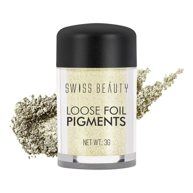 Swiss Beauty Shade 01 Loose Foil Pigment Eyeshadow 3g | High-Intensity Shimmer | Metallic Finish | Ultra-Pigmented, Long-Lasting & Blendable | Use Wet or Dry for Bold Eye Looks