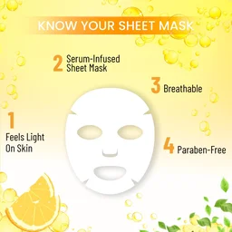 Swiss Beauty Skin Brightening Sheet Mask 20ml | With Lemon & Vitamin C | Brightens dull skin | Lightens Dark spots | Refreshing & Hydration Skin | Serum - infused Sheet mask | Even Skin Tone & Boost Glow | 20ml