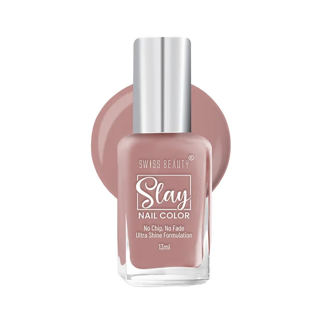 Swiss Beauty Slay Nail Colour 13ml | Nude Brown 38 | Ultra Shine Formulation