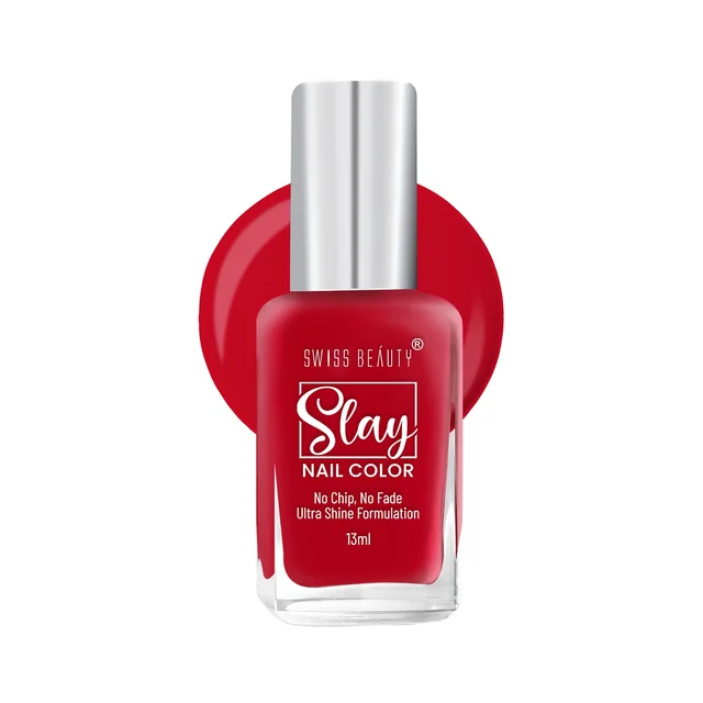 Swiss Beauty Slay Nail Colour 13ml | Cosmopoiltan Red 39 | Ultra Shine Formulation
