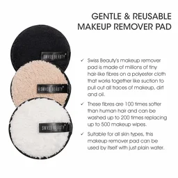 Swiss Beauty Soft & Gentle Cleansing Reusable Makeup Remover Pad Shade 01 | Ultra-Soft Microfiber | Eco-Friendly & Removes Waterproof Makeup | Washable & Reusable