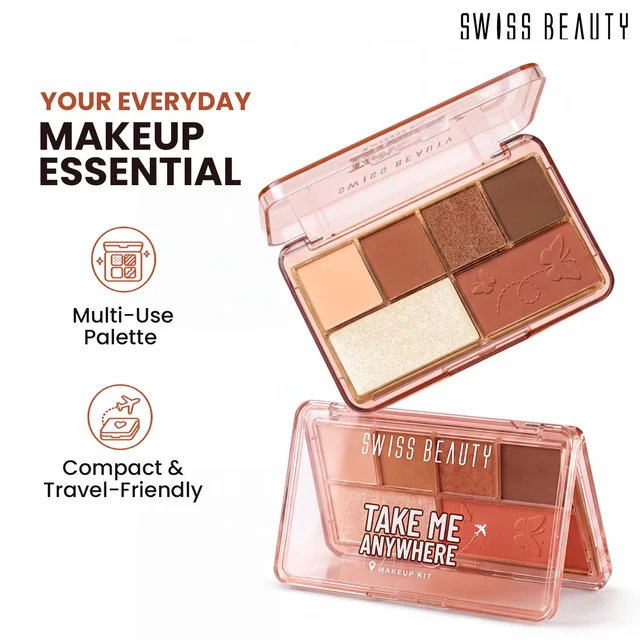 Swiss Beauty Take Me Anywhere Makeup Kit, Beach Vacay 01 | Multi-Use Eyeshadow, Blush & Highlighter Palette | Travel-Friendly Makeup Kit for Women